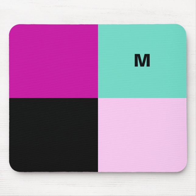 Monogrammed Colour Block Stylish Abstract Geometri Mouse Pad (Front)