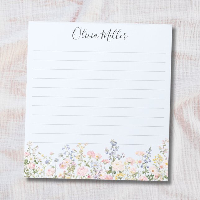 Monogrammed Colourful Flower Garden Floral Lined Notepad (Close up)