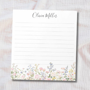 Monogrammed Colourful Flower Garden Floral Lined Notepad