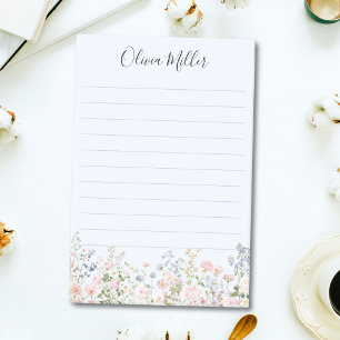 Monogrammed Colourful Flower Garden Floral Lined Post-it Notes