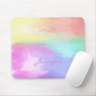 Monogrammed Colourful Oil Paint Brush Strokes Mouse Pad