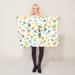 Monogrammed Colourful safari pattern for baby boy Fleece Blanket