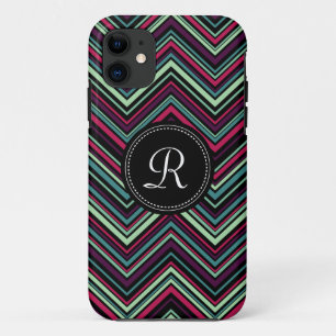 Monogrammed Colourful Tribal Chevron Pattern iPhone 11 Case