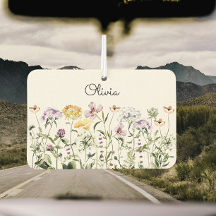 Monogrammed Colourful Wildflower Garden Car Air Freshener