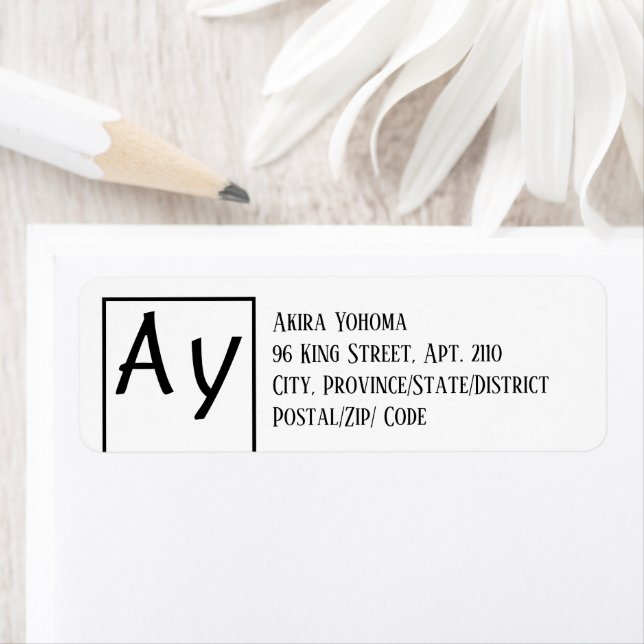 Monogrammed Contact Info Return Address Label (Insitu)