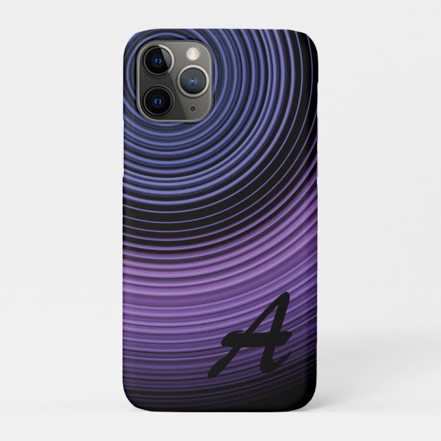 Monogrammed Contemporary Blue Abstract Pattern Case-Mate iPhone Case (Back)