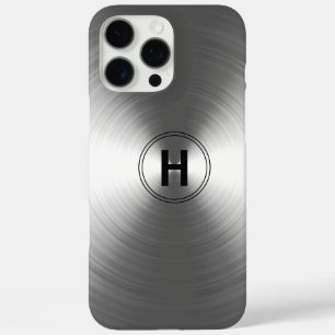 Monogrammed Contemporary Silver Radiant Pattern iPhone 16 Pro Max Case