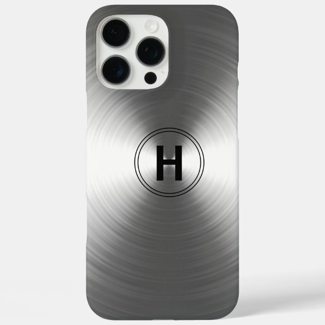 Monogrammed Contemporary Silver Radiant Pattern Case-Mate iPhone Case (Back)