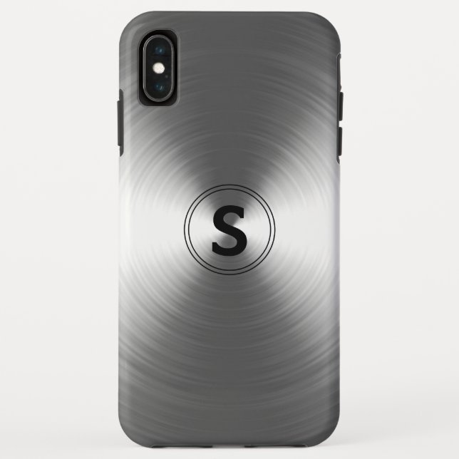 Monogrammed Contemporary Silver Radiant Pattern Case-Mate iPhone Case (Back)