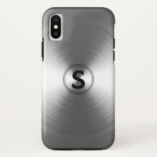 Monogrammed Contemporary Silver Radiant Pattern iPhone XS Case