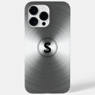 Monogrammed Contemporary Silver Radiant Pattern Case-Mate iPhone 14 Pro Max Case