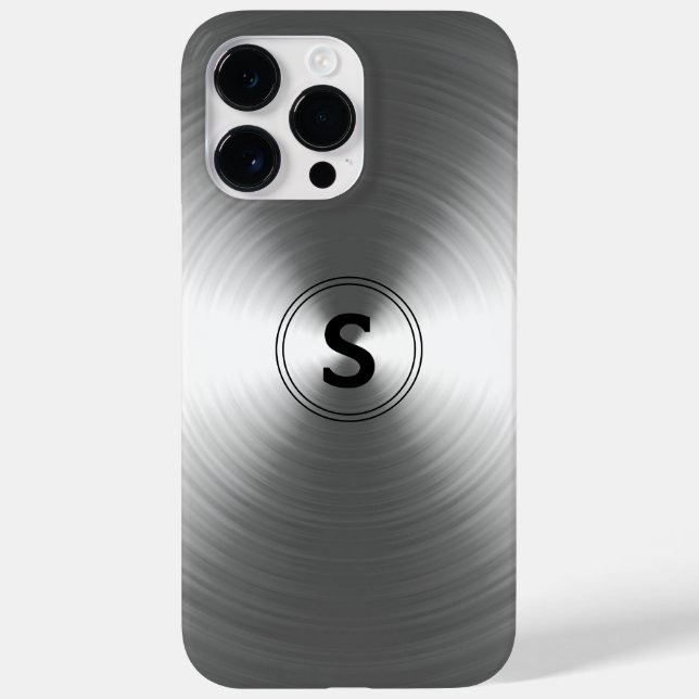 Monogrammed Contemporary Silver Radiant Pattern Case-Mate iPhone Case (Back)