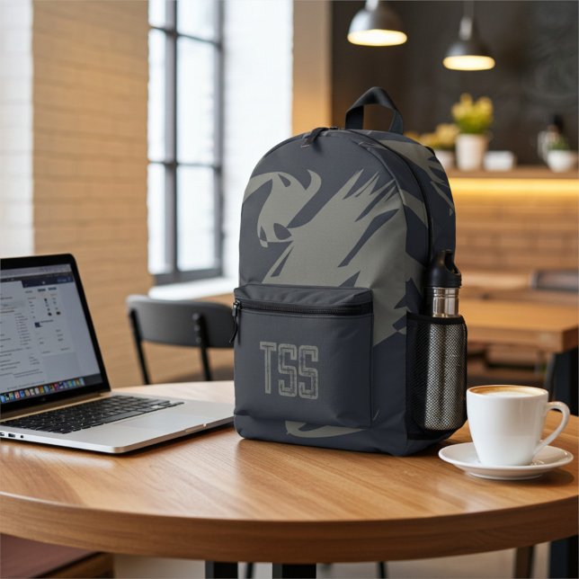 Monogrammed Cool Abstract Distressed Gravel Grey Printed Backpack (Creator Uploaded)