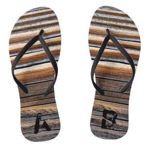 Monogrammed COOL Wood Grain Pattern Thongs