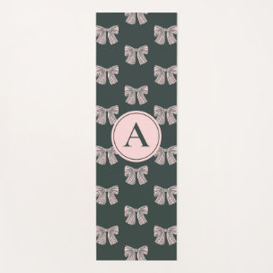 Monogrammed Coquette Bow Black & Pink Stylish Yoga Mat