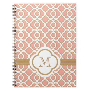 Monogrammed Coral and Gold Moroccan Notebook