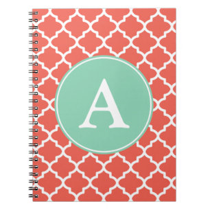 Monogrammed Coral Mint Notebook