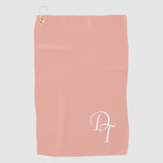 Monogrammed -  Coral Pink Golf Towel (Front)