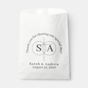 Monogrammed Cross & Rings Wedding Favour Bag