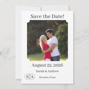 Monogrammed Cross & Rings Wedding Save The Date