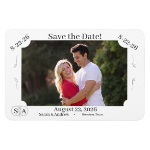 Monogrammed Cross & Rings Wedding Save The Date Magnet
