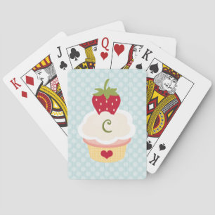 Monogrammed Cupcake Bicycle® Playing Cards