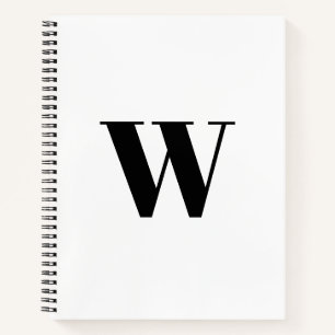 Monogrammed Custom black and white initial elegant Notebook