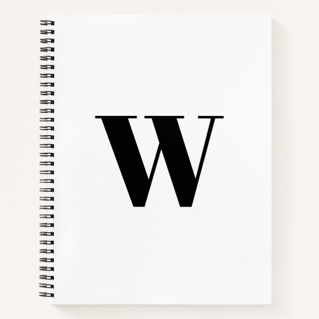 Monogrammed Custom black and white initial elegant Notebook (Front)
