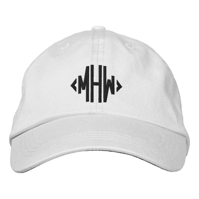 Monogrammed Custom black white elegant Embroidered Hat (Front)