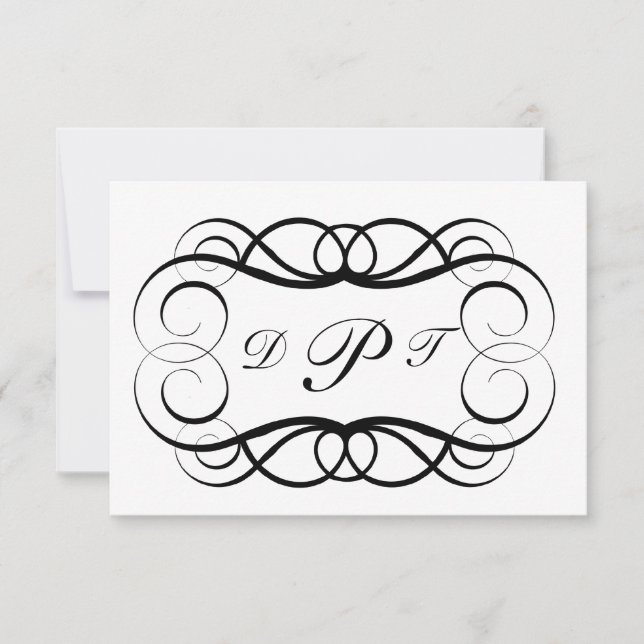 Monogrammed Custom Invite/Thank you Note RSVP Card (Front)