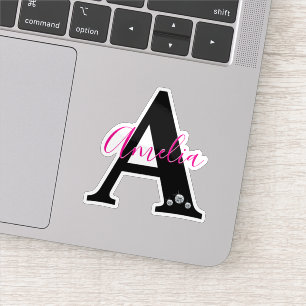 Monogrammed Custom Name Elegant Faux Diamonds