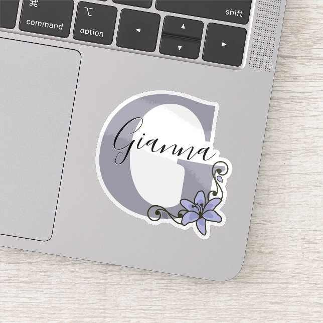 Monogrammed Custom Name Romantic Lily Flower (Detail)
