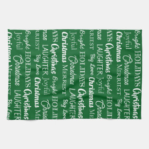 Monogrammed Custom Names for Christmas Tea Towel
