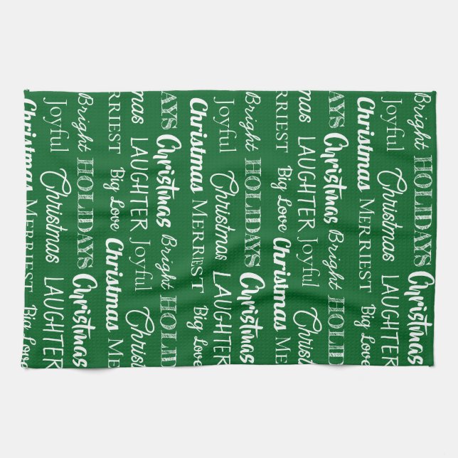 Monogrammed Custom Names for Christmas Tea Towel (Horizontal)