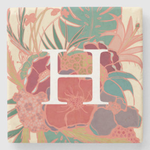 Monogrammed Custom Personalised Floral Coaster