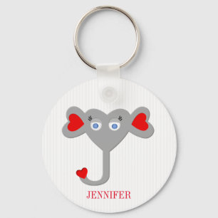Monogrammed Cute Elephant Key Ring