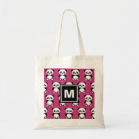 Monogrammed Cute Panda Bear Animal Kawaii Pink Kid