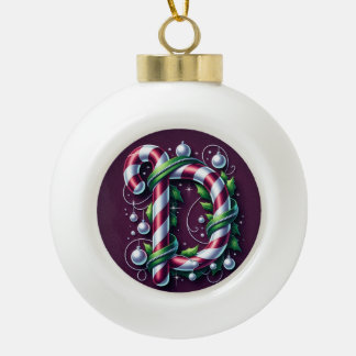 Monogrammed "D" Ceramic Ball Christmas Ornament