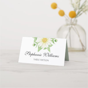Monogrammed Daisy Flowers Place Card
