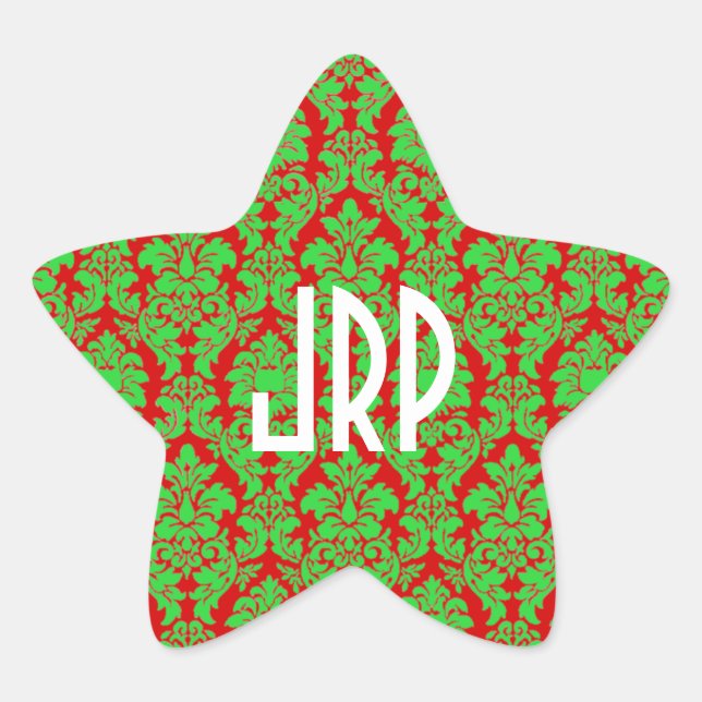 Monogrammed Damask Star Sticker (Front)