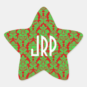 Monogrammed Damask Star Sticker