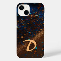 Monogrammed Dark Blue Sandy Brown