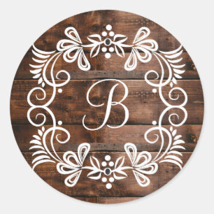 Monogrammed Dark Brown Wood Wedding Envelope Seals