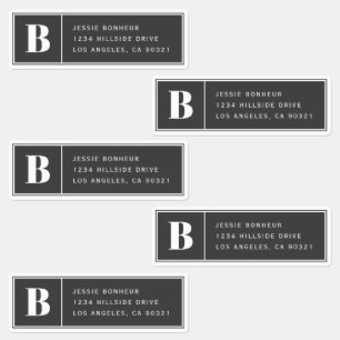 Monogrammed Dark Grey Waterproof Address or Info