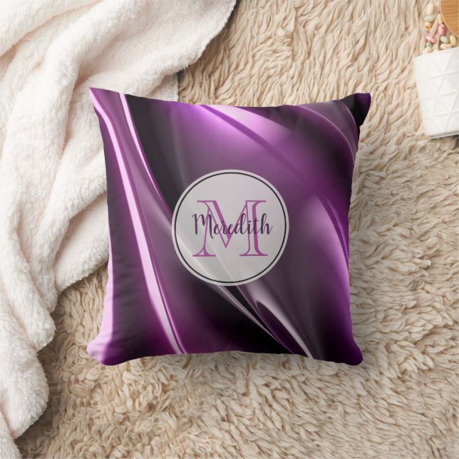 Monogrammed Dark Purple 3D Graphic Cushion (Blanket)