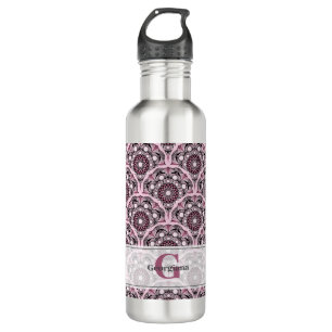 Monogrammed Deco Dusky Rose Cherry Blossom Mandala 710 Ml Water Bottle