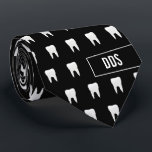 Monogrammed Dental Black White Tooth Tie<br><div class="desc">You,  your staff,  and your clients are going to love this. Personalise this with your three letter monogram or your medical accreditation. A striking black and white molar tooth pattern is  perfect for your dentist or orthodontist office.</div>