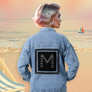 Monogrammed Diamante Effect Cool Women's  Denim Jacket