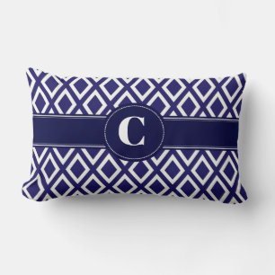 Monogrammed Diamond Pattern Lumbar Pillow
