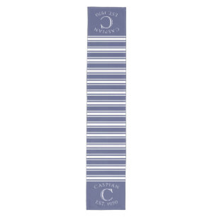 Monogrammed Double Striped   Navy Blue  Medium Table Runner
